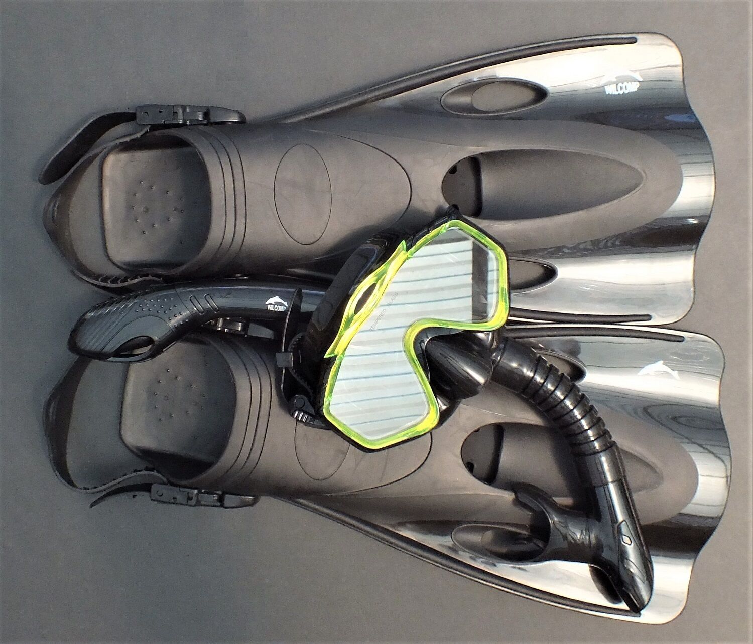 NEW WILCOMP Swimming/Snorkelling Set WIL-SS-33BY fins/mask/dry snorkel