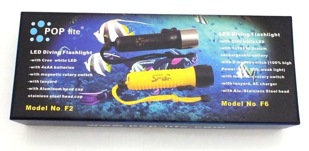 Top Quality High Power Diving Flashlight with US Cree Q5 up to 60m POP-lite F2 - Image 7