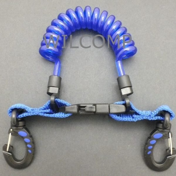 WILCOMP Scuba Diving Spring Coil Lanyard with Clips WIL-LE-02Bl