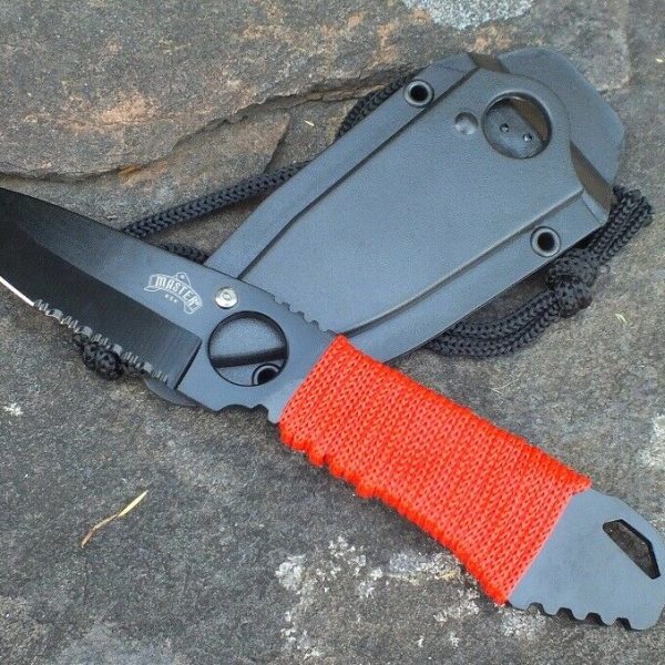 MASTER USA MU1121RD Red Cord-Wrapped Neck Knife w/ Hard Sheath