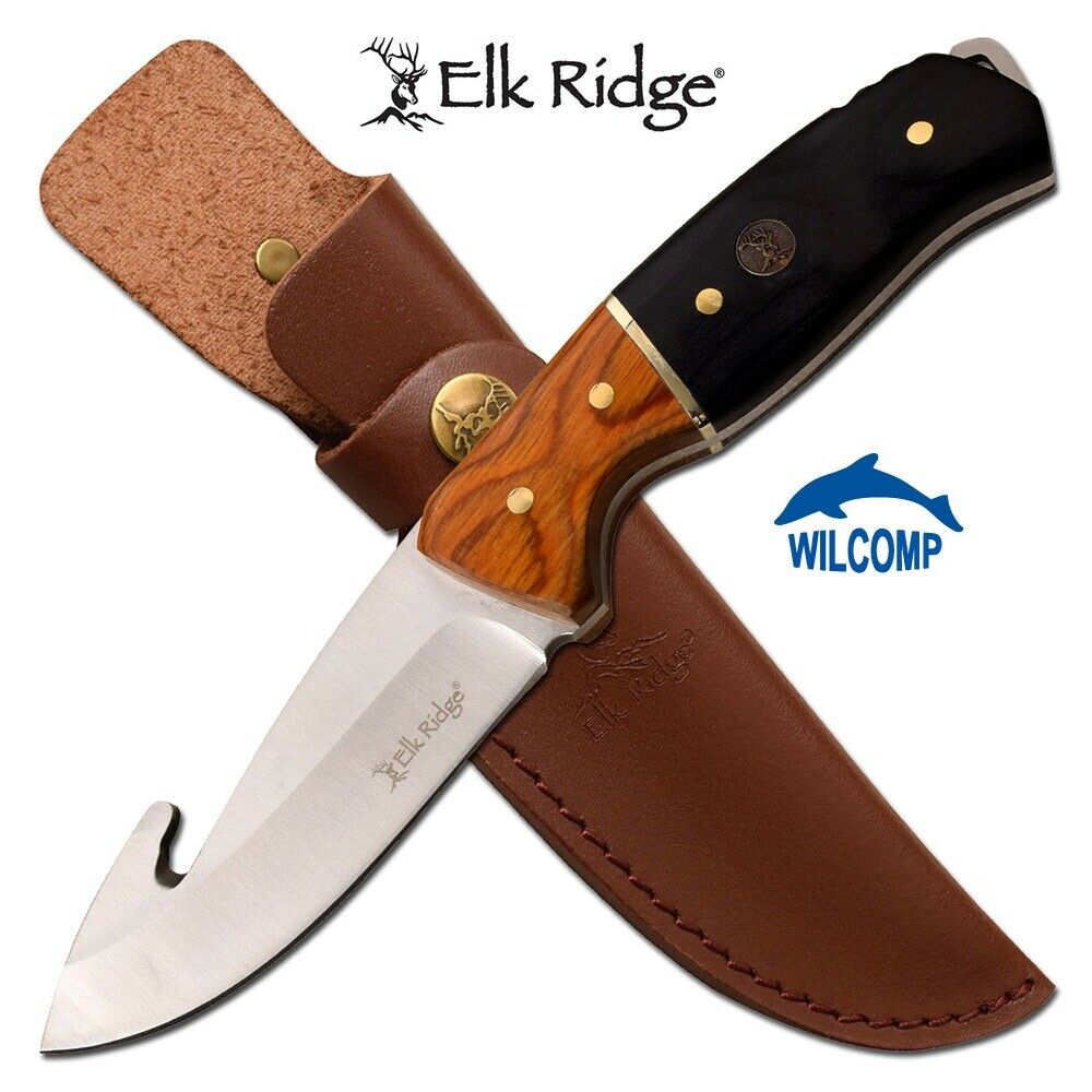 ELK RIDGE Hunting Survival Fixed Blade Knife w/ Leather Sheath ER-533