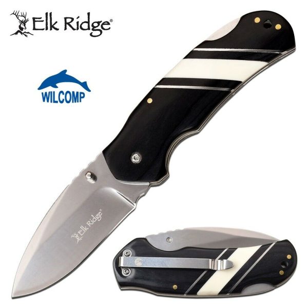 Elk Ridge Hunting Drop Point Fine Edge Manual Folding Pocket Knife ER-949BK