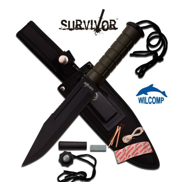 Survivor Hunting Fixed Blade Knife with Survival Kits HK-786GN