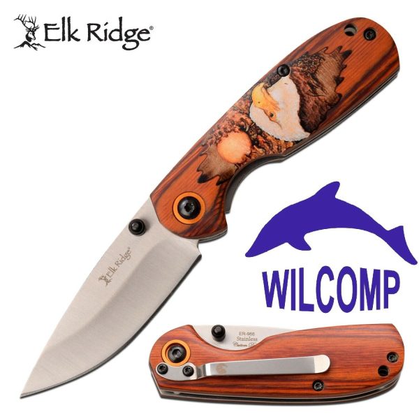 ELK RIDGE ER-966EA MANUAL FOLDING KNIFE NAVAJA EAGLE ARTWORK ON HANDLE