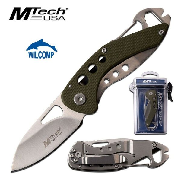 MTECH USA MT-1016GN FOLDING KNIFE WITH WATERPROOF CASE