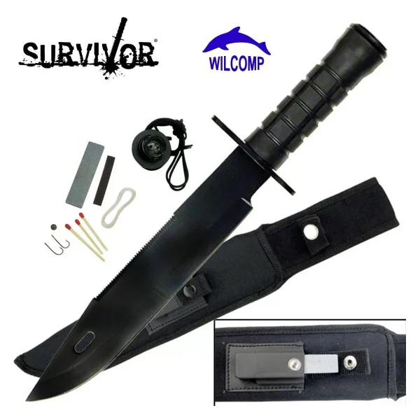 Survivor Hunting Fixed Blade Knife15″ with Survival Kits HK-2236B